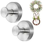 Upgrade Suction Cup Hooks for Wreaths on Glass, 2025 New Stainless Steel Waterproof No-Drill Suction Cup Hooks, Household Wreath Hanger Holder for Glass Window Door Bathroom Mirrors (2 Silver, 2)