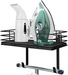 THYGIFTREE Ironing Board Hanger Wall Mount, Ironing Board Holder with Shelf,Laundry Room Iron and Ironing Board Holder, Laundry Room Organization and Storage (Dark Grey)