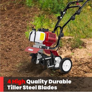 BU-KO 52cc Petrol Garden Tiller – 3HP 2-Stroke Soil Cultivator, Lightweight, Durable