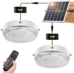 Malitupy Solar Shed Lights Indoor Outdoor 2 Pack, Brighter & Tricolor & Daytime Solar Ceiling Light with ON/Off Switch & Remote, Dimmable Waterproof Solar Barn Light for Porch, Shop, Stable, Carpot