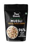 Muesli Fruit and Nuts 1.2kg by True Elements- With Real Fruits & Almonds | 100% Wholegrain | Cereal for Breakfast | Protein Muesli | No Added Sugar | Super Value Pack