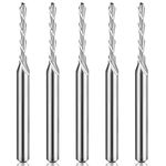 HQMaster Downcut Bit 1/8" Shank Down Cut Spiral CNC Router Bits End Mill Tungsten Carbide Milling Cutter Set 5 Pack (1.5mm)