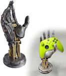 Desktop Gaming Controller Holder Stand, Cyberpunk Silverhand Mechanical Hand Design, Universal Headphone Hanger, Ideal Gift for Gamers, Game Room Decor (Khaki)