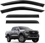 TECHPICCO Tape-On Rain Guards for Ford Ranger 2024 2025, Side Window Deflectors Window Visor Rain Guards Vent Guard Shade Deflectors Compatible with Ford Ranger Accessories 2024 2025