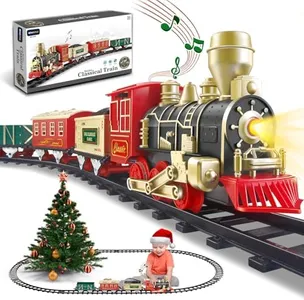 Train Set - Electric Train Set for Chrismas Tree with Light & Whistle - Christmas Train Sets for Around The Tree - Toy Train Set for Toddlers 2-4 - Train Toys Gifts for Kids Ages 3 4 5 6 7 8+