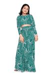 Jwalin Girl’s Rama Green Georgette Crop Top And Palazoo Set/Salwar Suit Set (Green_13-14 Yrs)