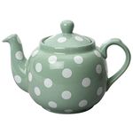 London Pottery Farmhouse Polka Dot Teapot with Infuser, Ceramic, Emerald/White, 4 Cup (1 Litre)