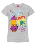 Shopkins Lippy Lips Beautiful Girl's T-Shirt(5-6 Years) Grey