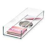 iDesign Signature Series by Sarah Tanno Cosmetic Drawer Organizer, 4" x 12" x 2", Clear/Matte White