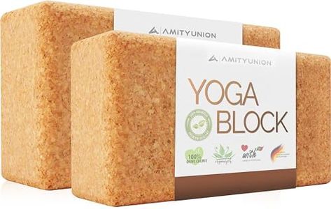 Set di blocchi yoga di 2 sughero 100% naturale - Hatha Klotz anche per principianti Meditazione e Pilates, accessori per il fitness ausili per la rigenerazione, schiena, esercizi due blocchi 75 mm