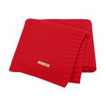 mimixiong Toddler Knitted Blanket Baby Blankets for Boys and Girls(Red)