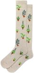 Hot Sox Women's Fun Compression Knee High Socks-1 Pair Pack-Cool & Cute Athletic Gifts, Plants (Natural Melange), 4-10