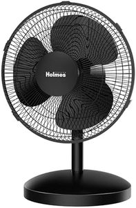 HOLMES 12" Table Fan, 75° Oscillation, 3 Speeds, 15° Adjustable Head Tilt, Ideal for Home, Bedroom or Office, Black