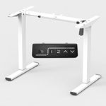 ERGOMAKER Height Adjustable Standing Desk Frame, Electric Sit Stand Desk Base with Automatic Memory Smart Handset (White Frame, Without Desktop)