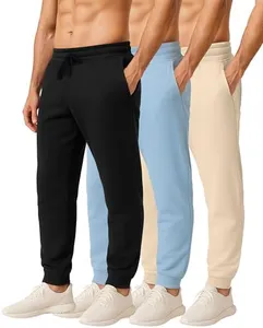 Real Essentials Big & Tall King Size Mens Joggers Sweatpants Fleece Pants Sweat Clothing Pockets Baggy Elastic Cuffed Workout Bottom Athletic Soft Warm Winter Gym Active, Set 11, 3X, Pack of 3
