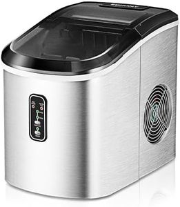 EUHOMY Ice Maker Countertop Machine - 26 lbs in 24 Hours, 9 Cubes Ready in 8 Mins, Electric Ice Maker and Compact Portable Ice Maker with Ice Scoop and Basket, Perfect for Home/Kitchen/Office(Sliver)