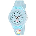 Shocknshop Nylon Led Luminous Kid Children Analog Cute Cartoon Multi Color Lights Watch For Girls (Light Blue Colored Dial & Strap) -W327, Blue Band