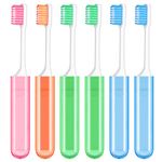 DesertCreations Folding Travel Toothbrush,6 Pcs Soft Portable Toothbrush Set Outdoor Mini Toothbrush Soft Bristle Foldable Kit For Travel Camping School Home,4 Color