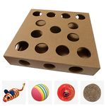 Unique Design - Interactive Indoor Cat Toy Puzzle Box – As Seen on Channel 5’s The Secret Life of Kittens - Four Cat Toys Included, 3 Balls and a Mouse – Best Gift for any Cat, Kitten or Their Owner!