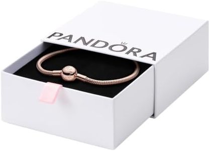 PANDORA Moments Snake Chain Bracelet - Compatible Moments Charms - Rose Gold Charm Bracelet for Women - Gift for Her Rose - With Gift Box - 8.3"