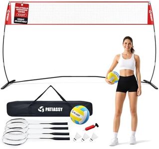 Patiassy 14ft Freestanding Volleyball Practice Net for Indoor or Outdoor Use, Height Adjustable Portable Volleyball Training Set for Backyard Driveway