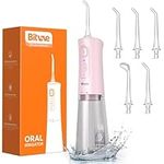 Bitvae Water flosser for Teeth Cleaning, Cordless Water Dental Picks with 6 Tips, 3 Modes Oral Irrigate Jet for Plaque Removal & Oral Gums Care, USB Rechargeable for Tavel and Home Use, Quartz Pink