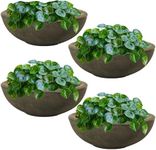 Sunnydaze Percival 20.75" Shallow Outdoor Planter Bowl for Flowers and Succulents - Polyresin Double-Walled Design - Sable - Set of 4