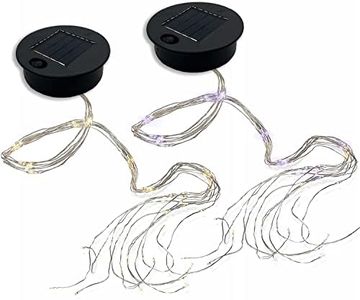 2 Pack Solar Watering Can String Lights Replacement Top - Round Solar Panel Outdoor Waterproof 32 Ft LED Copper Wire Hanging Lanterns Solar Lantern Battery Box Replacement Accessories(Warm/Cold)