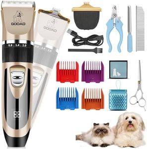 Gooad Dog Clippers Grooming Kit and Paw Trimmer,Low Noise,Electric Quiet,Rechargeable,Cordless, Pet Hair Clippers for Thick Coats, Dog Trimmer Grooming Tool, Shaver for Small and Large Dogs Cats