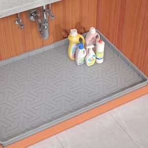 Sevenblue Waterproof Under Sink Mat, 34" × 22" Under Sink Liner and Protector for Bottom of Kitchen Sink, Bathroom Silicone Basin Undersink Mat Cabinet Shelf Drip Tray(Grey)