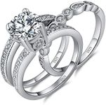 Center stone size of this wedding ring set: 8mm (2.04cts),total CZ diamond weight is 2.71 carats.