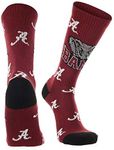 Alabama Crimson Tide Socks Sock Mayhem Crew (Crimson/Black/White, Large)