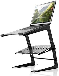Pyle Portable Adjustable Laptop Stand - 6.3 to 10.9 Inch Standing Table Monitor or Computer Desk Workstation Riser with Shelf Storage and Height Alignment for DJ, PC, Gaming, Home or Office - PLPTS26