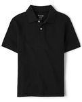 The Children's Place Boys' Short Sleeve Pique Polo, Black Single, Small