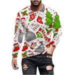 Christmas Jumper for Men UK Sale Xmas Shirt Christmas Tree T-Shirt Snowman Pullover Long Sleeve Crew Neck T Shirts Snowflakes Print Tops Novelty Ugly Sweater Funny Christmas Sweatshirt Gift S-4XL