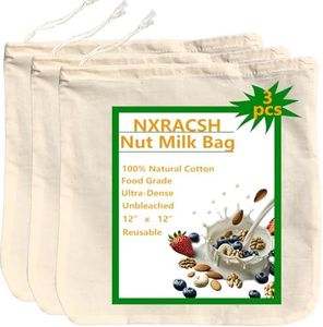 Nut Milk Bag,Cheese Cloths Bag for Straining,Unbleached Cotton Reusable Ultra-dense Cheesecloth Strainer Bag for Juicing Almond Oat Soy Milk Yogurt Butter Wine Cooking Jelly Turkey(3 pc,12"x 12")