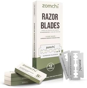 Zomchi Double Edge Razor Blades, 60 Counts Safety Razor Blades for Shaving, Platinum Stainless Steel Shaving Blades for Men and Women, Fits All Standard Double Edge Razors