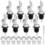 Weighted Stainless Steel Pourers, Auto Flip Olive Oil Dispenser Spout and Wine Bottle Stoppers,Alcohol Pourer Spouts, Liquor Bottle Pourers, Pack Of 8