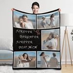 Best MOM Custom Blankets with Photos Personalized Big Blanket Photo Blanket Throw with Picture for Mom Grandma Wife Dad Husband Family Sisters Besties on Mother's Day Birthday Anniversary Christmas