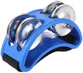 Musfunny Foot Tambourine Percussion Musical Instrument with Metal Jingle Bell for Guitar Drum Accessory Instruments (Blue)