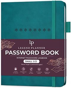 Legend Planner Password Book with Alphabetical tabs. Internet Address & Password Keeper Logbook. Pocket Size 4.0"x5.5", Journal Notebook for Password Organization & Saving Website Logins - Dark Teal