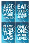 Game Posters, Set of 4, 11x17 Inches, Gaming Artwork, Video Gamer Wall Art, Boys Room Kids Print B2