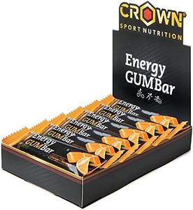 Crown Sport Nutrition Energy GUM Bar, barritas energéticas de gominola con cafeína. Gel energético. Gummies Veganas. Ciclismo, running. (Naranja)