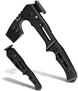 HX OUTDOORS Folding Hatchet Axe Survival Multitool, DC53 Steel Blade with Black Titanium, Camping Hatchet with Hammer, G10 Handle for Outdoor Gear,Various Tactical and Survival(Black)