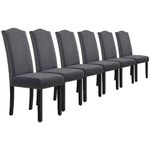 Yaheetech Dining Chairs Set of 6 Dining Room Chairs Kitchen Chairs with High Back and Padded Seat for Dining Room Home, Dark Gray