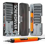 Serplex® Mini Electric Screwdriver Kit with Tool Box 46 in 1 Precision Electric Screwdriver with 38 Bits & 6 Pry Tools USB Rechargeable Cordless Screwdriver Tool for Phone/Camera/Laptop/Watch