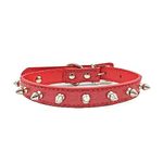 LKYADM Dog Collar with Spikes, Adjustable Rivet Dog Collar, Genuine Leather Spiked Studded Dog Pet Collars for Small Medium Dogs Cats Puppies, Pink, S: for Neck Girth: 11 2/5 -14 in