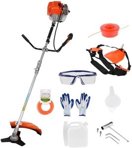 Cortadora de gasolina de 2 tiempos de 52 cc, desbrozadora de césped de gasolina, recortadora de hilo de gasolina inalámbrica 2 en 1 y cortador de césped con 3 cuchillas en T, desbrozadora de jardín