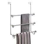 iDesign York Over The Shower Door Towel Rack for Bathroom, 1.5" x 7" x 22.8", Chrome/Brushed