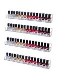 Justsoso 4 Pack Acrylic Nail Polish Rack Wall Mounted Shelf with Removable Anti-Slip End Inserts, Clear Nail Polish Holder Organizer Display Stand